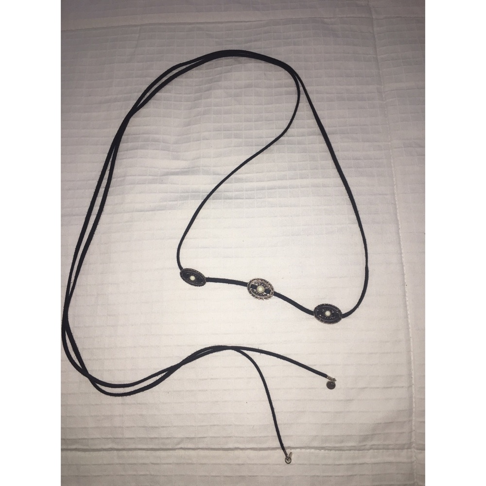 Black choker tie necklace